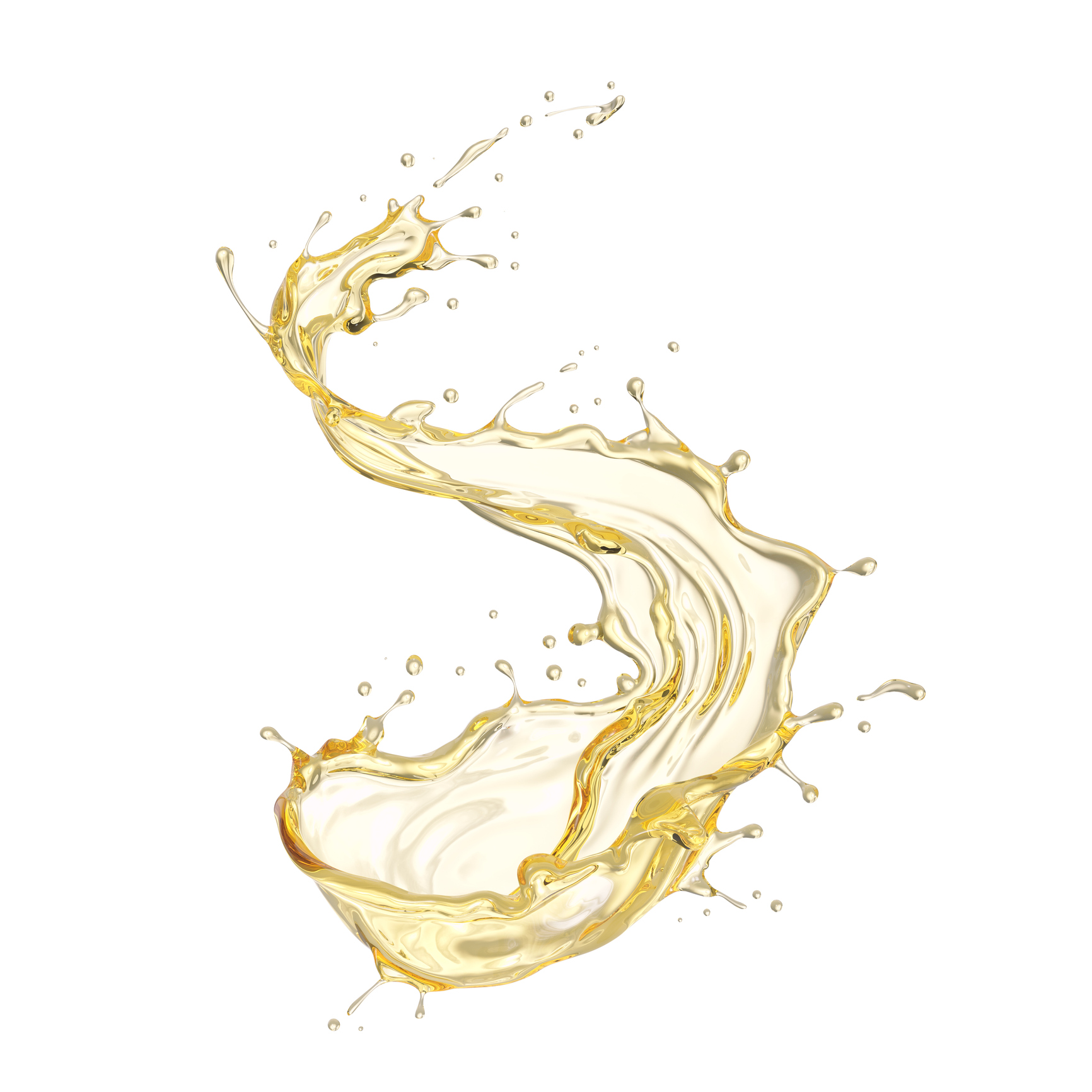 Olive or engine oil splash isolated on white background, 3d illustration with Clipping path.