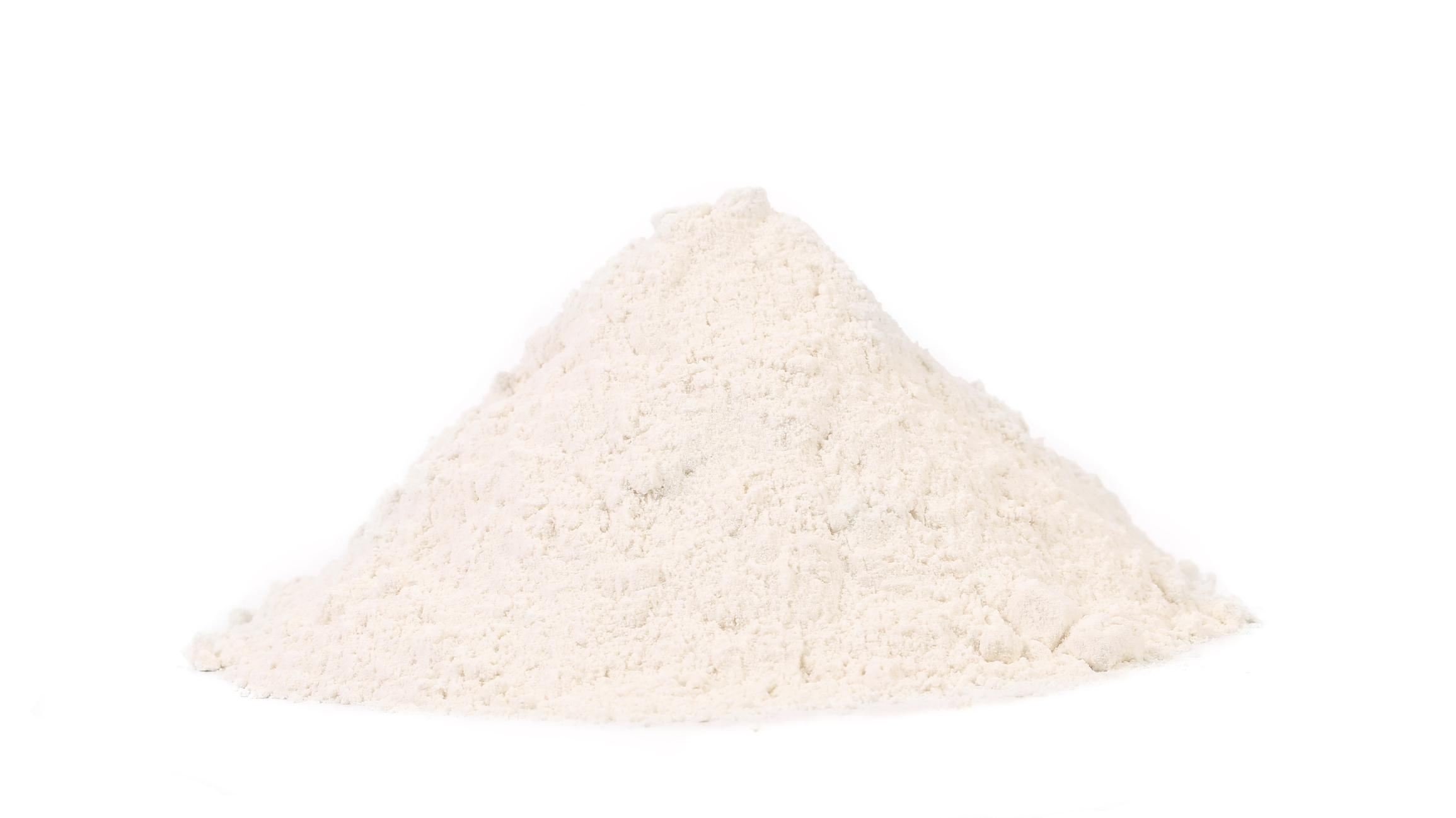 Front view of wheat flour. Isolated on a white background.